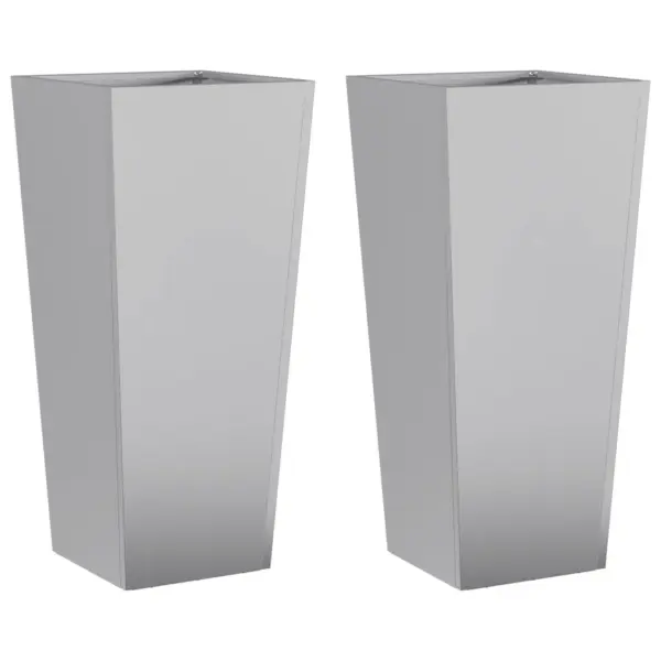 Aia taimekastid põhjaga, 2 tk, tsingitud teras, hõbedane, 35 x 35 x 75 cm – 2