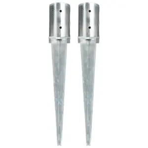 Tsingitud terasest maavaiad eelpuuritud aukudega, 2 tk, hõbedane, 8 x 61 cm