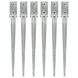 Tsingitud terasest maavaiad eelpuuritud aukudega, 6 tk, hõbedane, 7 x 7 x 75 cm