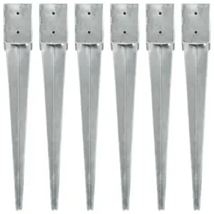 Tsingitud terasest maavaiad aiapostidele, hõbedane, 6 tk, 10 x 10 x 76 cm