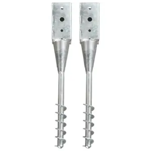 Tsingitud terasest maavaiad spiraalotsaga, 2 tk, hõbedane, 10 x 10 x 57 cm