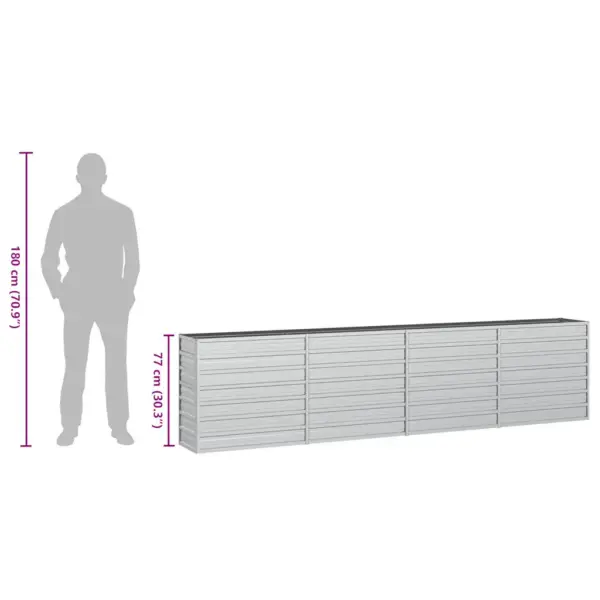 Metallist peenrakast avatud põhjaga, tsingitud teras, hõbedane, 320 x 40 x 77 cm – 8