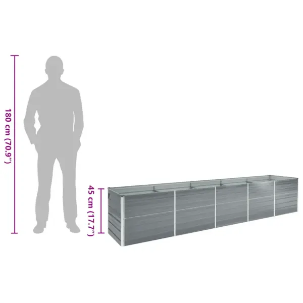 Tsingitud terasest aia taimelava, hall, 400 x 80 x 45 cm – 9