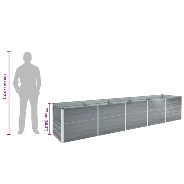 Aia taimelava tsingitud terasest, hall, 400 x 80 x 77 cm – 9