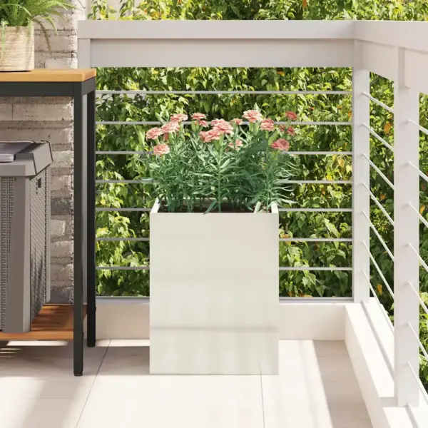 Ruudukujuline tsingitud terasest aiapott, hõbedane, 32 x 32 x 40 cm – 4