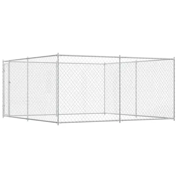 Tsingitud terasest koeraaed traatvõrguga, 383 x 383 x 185 cm – 2