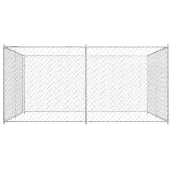 Tsingitud terasest koeraaed traatvõrguga, 383 x 383 x 185 cm – 3