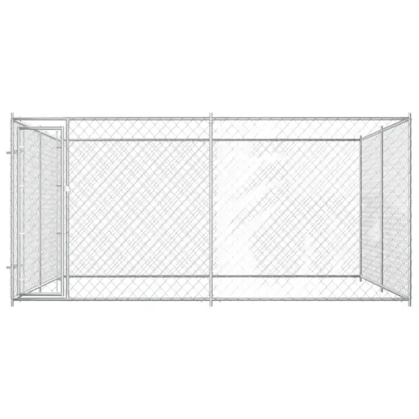 Tsingitud terasest koeraaed traatvõrguga, 383 x 383 x 185 cm – 4