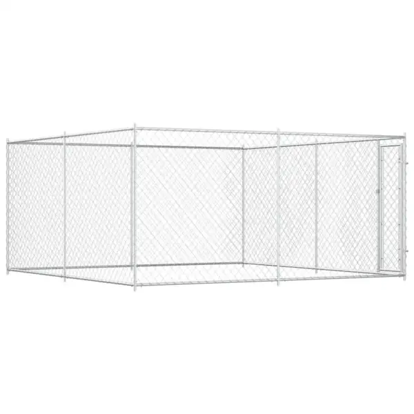 Tsingitud terasest koeraaed traatvõrguga, 383 x 383 x 185 cm – 5