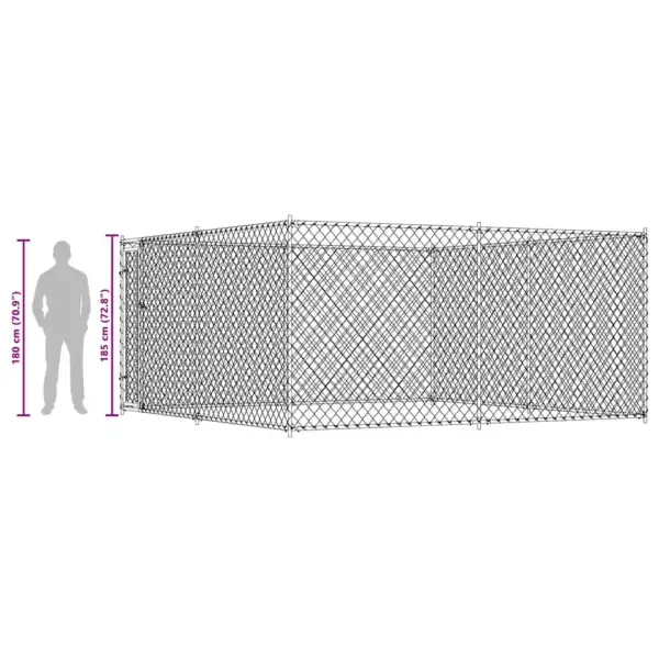 Tsingitud terasest koeraaed traatvõrguga, 383 x 383 x 185 cm – 9