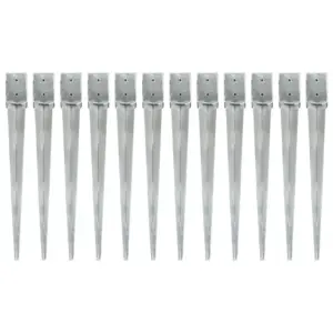 Tsingitud terasest maavaiad 12 tk, hõbedane, 10 x 10 x 91 cm