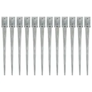 Tsingitud terasest maavaiad aedadele, 12 tk, hõbedane, 9 x 9 x 90 cm