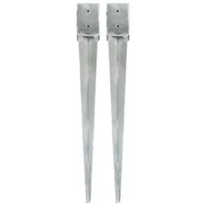 Maavaiad aedadele ja väravatele, 2 tk, tsingitud teras, hõbedane, 10 x 10 x 91 cm