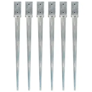 Tsingitud terasest maavaiad aedadele, 6 tk, hõbedane, 7 x 7 x 90 cm