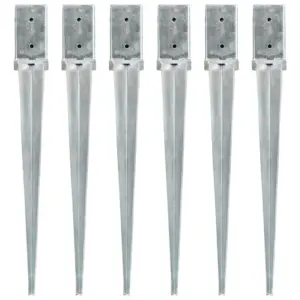 Tsingitud terasest maavaiad postidele, 6 tk, hõbedane, 8 x 8 x 76 cm