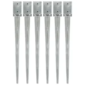 Tsingitud terasest maavaiad aedadele, 6 tk, hõbedane, 9 x 9 x 90 cm