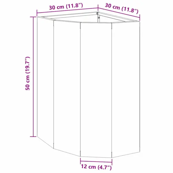 Nurgapott välistingimustesse, hõbedane tsingitud teras, 30 x 30 x 50 cm – 12