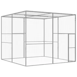 Õuekassiaedik tsingitud terasest, hõbedane, 3 x 3 x 2,5 m