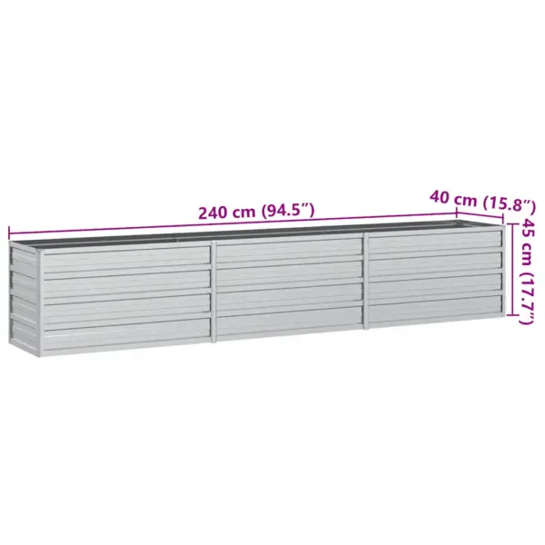 Tsingitud terasest peenrakast aeda, hõbedane, 240 x 40 x 45 cm – 7