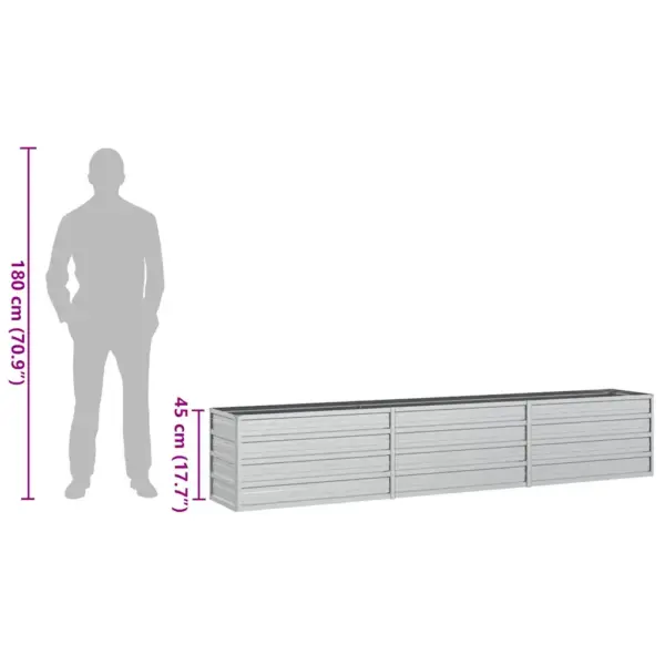 Tsingitud terasest peenrakast aeda, hõbedane, 240 x 40 x 45 cm – 8