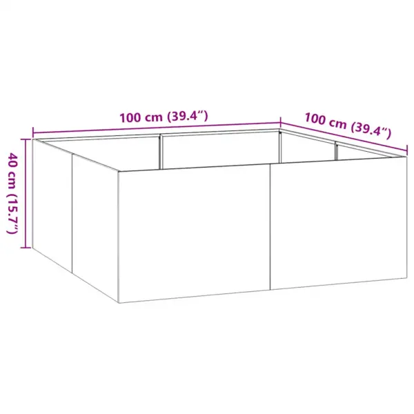 Tsingitud terasest taimekast avatud põhjaga, hõbedane, 100 x 100 x 40 cm – 10