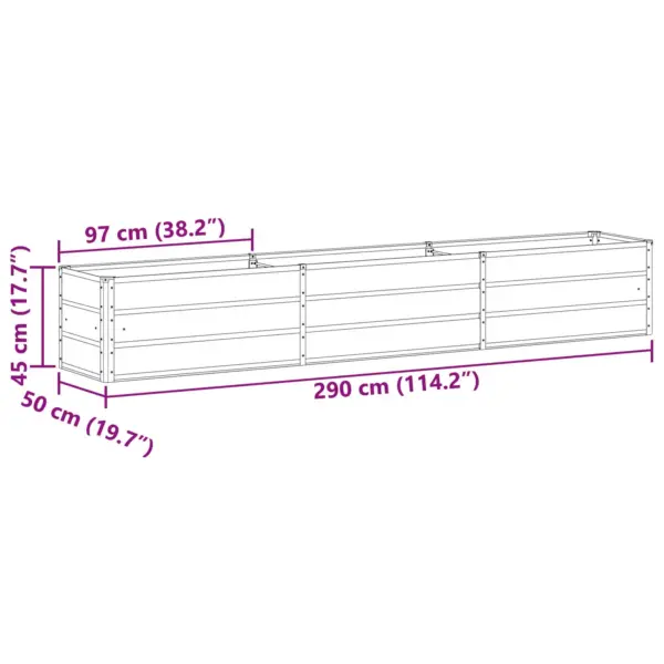 Tsingitud terasest taimekast, valge, 290 x 50 x 45 cm – 7