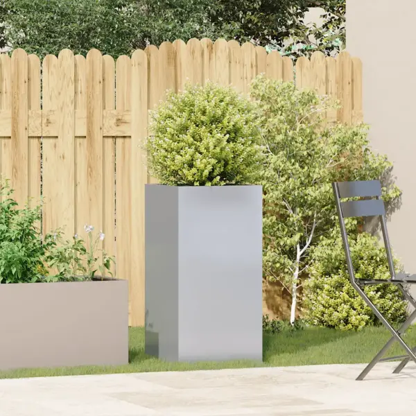 Kõrge taimekast tsingitud terasest, hõbedane, 40 x 40 x 80 cm – 3