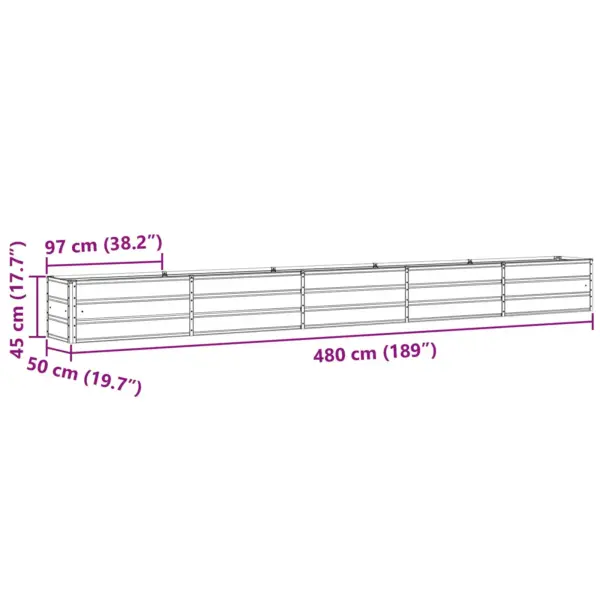 Pikk tsingitud terasest taimekast, valge, 480 x 50 x 45 cm – 7