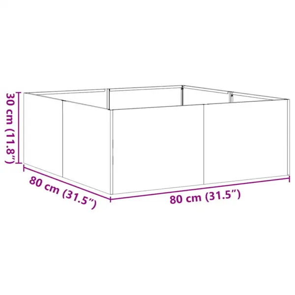 Tsingitud terasest taimekast avatud põhjaga, hõbedane, 80 x 80 x 30 cm – 10