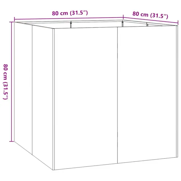 Tsingitud terasest taimekast avatud põhjaga, hõbedane, 80 x 80 x 80 cm – 10