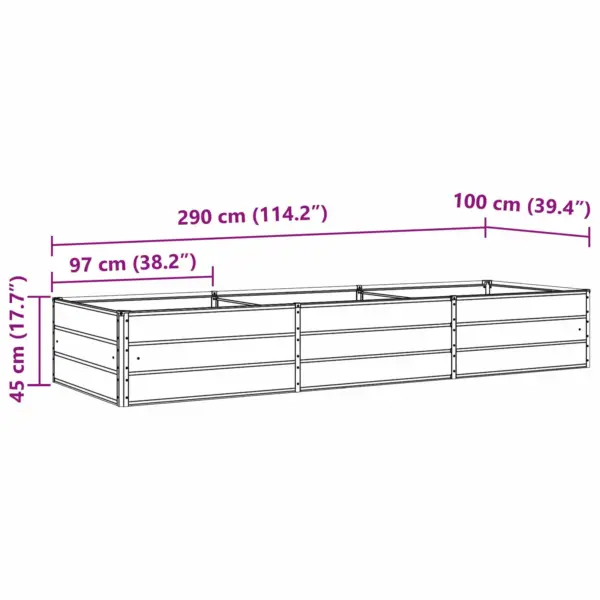 Suur tsingitud terasest taimekast, valge, 290 x 100 x 45 cm – 11