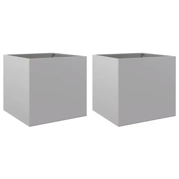 Tsingitud terasest taimekastid, 2 tk, hõbedane, 49 x 47 x 46 cm – 2