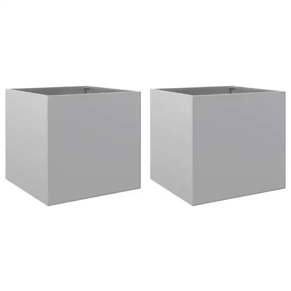 Tsingitud terasest taimekastid, 2 tk, hõbedased, 42 x 40 x 39 cm – 2