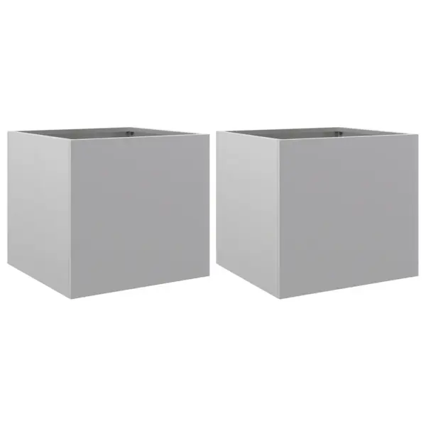 Tsingitud terasest taimekastid, 2 tk, hõbedased, 32 x 30 x 29 cm – 2