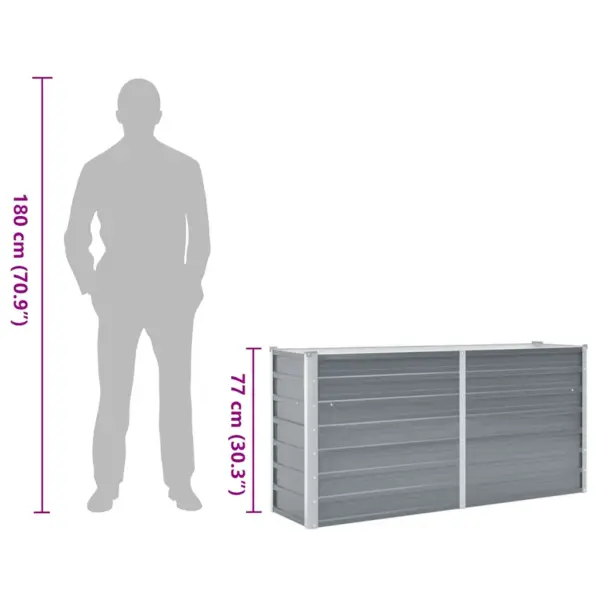 Tsingitud terasest taimelava, hall, 160 x 40 x 77 cm – 8