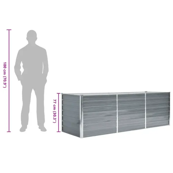 Metallist taimelava aeda ja rõdule, tsingitud teras, hall, 240 x 80 x 77 cm – 8