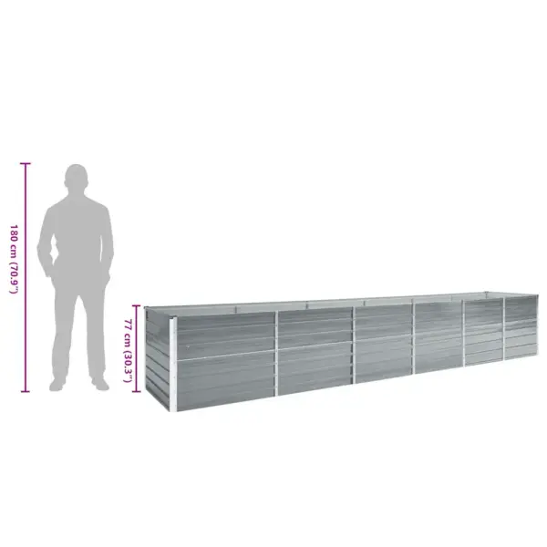 Tsingitud terasest kõrgendatud taimelava, hall, 480 x 80 x 77 cm – 9