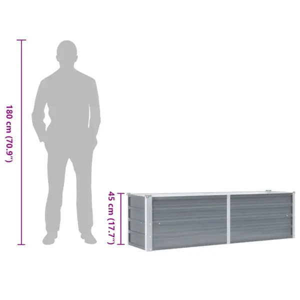 Tsingitud terasest taimelava, hall, 160 x 40 x 45 cm – 8