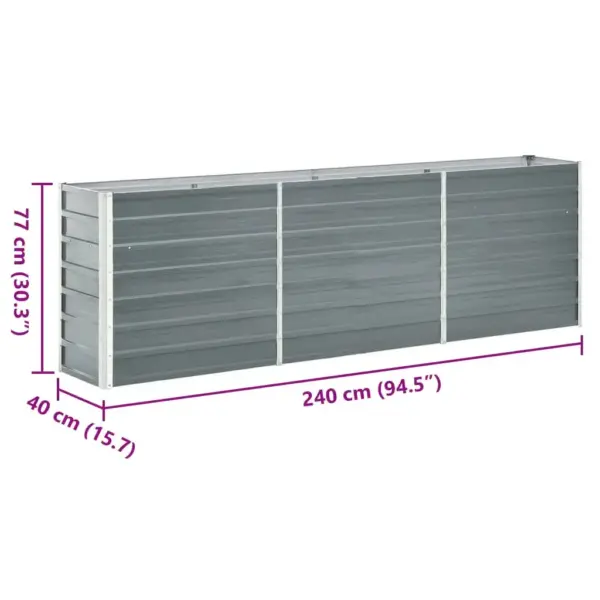 Tsingitud terasest taimelava, hall, 240 x 40 x 77 cm – 9