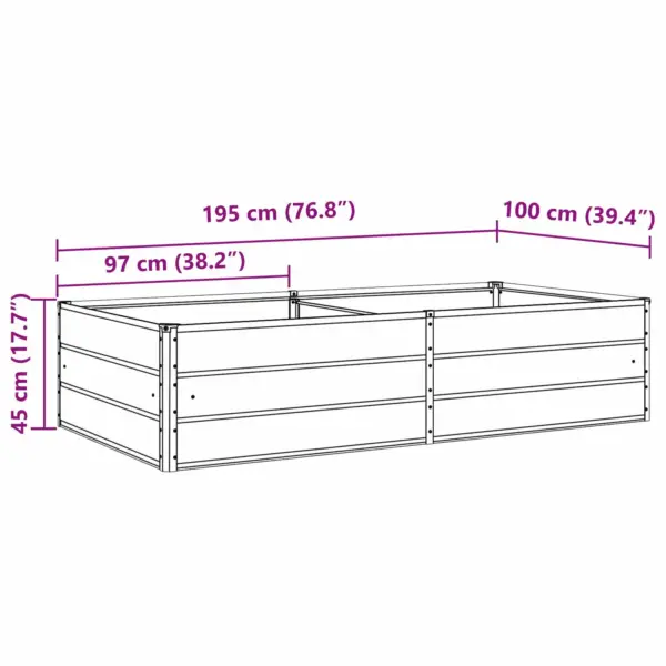 Antratsiitne tsinkterasest taimekast 195 x 100 x 45 cm – 11
