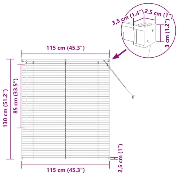 Tumehall alumiiniumist Veneetsia ruloo 130 x 115 cm – 13