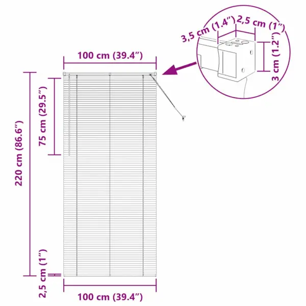 Alumiiniumist Veneetsia ruloo, tumehall, 220 x 100 cm – 13