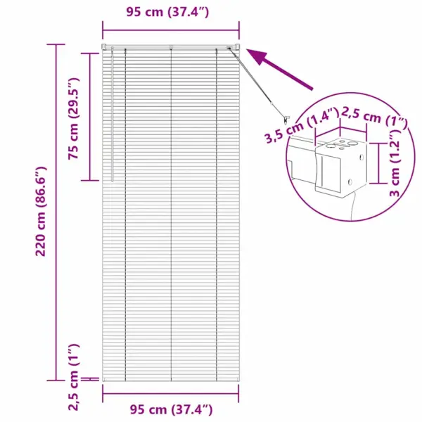 Veneetsia ruloo tumehallist alumiiniumist, 220 x 95 cm – 13