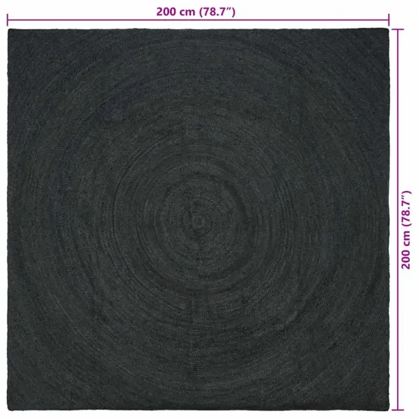 Kandiline tumehall džuutvaip, 200 x 200 cm, masinpestav – 9