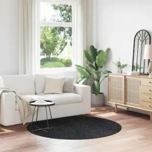 Libisemisvastane shaggy vaip, ümmargune, tumehall polüpropüleen, 160 x 160 cm