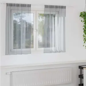 Läbipaistev tumehall voile-kardinakomplekt, 2 tk, 140 x 140 cm, polüester