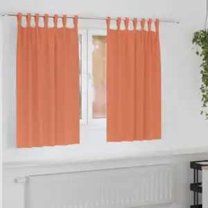 Tumendavad kardinad aasadega, 2 tk, terrakota polüester, 140 x 140 cm
