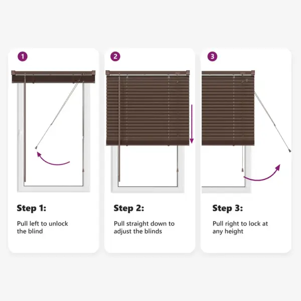 Reguleeritav Veneetsia ribakardin, tumepruun mustriga PVC, 213 x 150 cm – 12