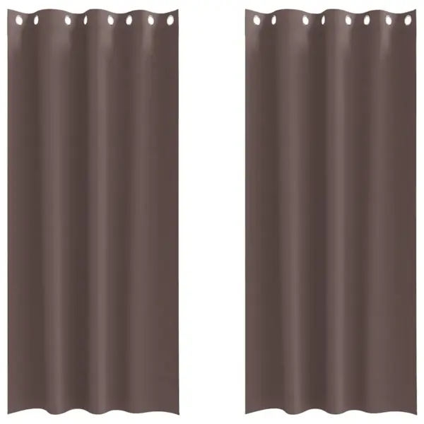 Pimendavad kardinad rõngastega, tumepruun, 260 x 140 cm, polüester, 2 tk – 2