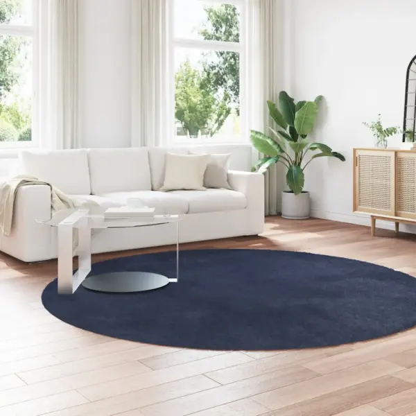 Kõrge narmaga shaggy vaip NAVARRA, ümmargune, tumesinine, 240 x 240 cm – 3